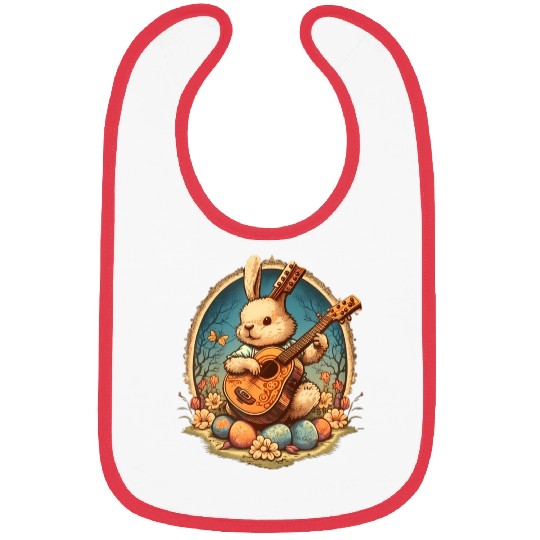 Cottagecore Aesthetic Bunny Playing Banjo Guitar Bibs
