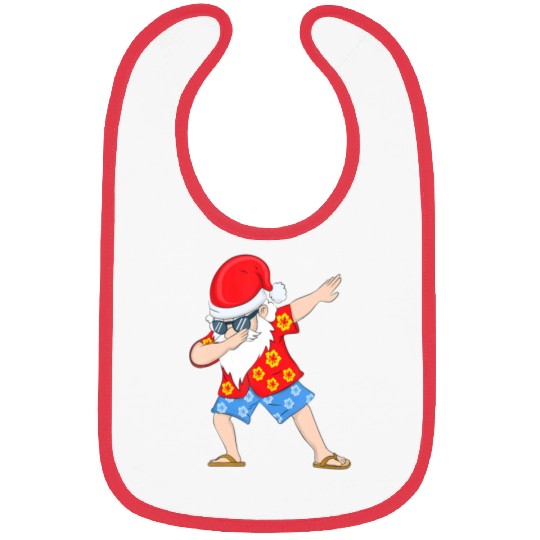 Christmas in July Santa Hawaiian Dabbing Santa Bibs