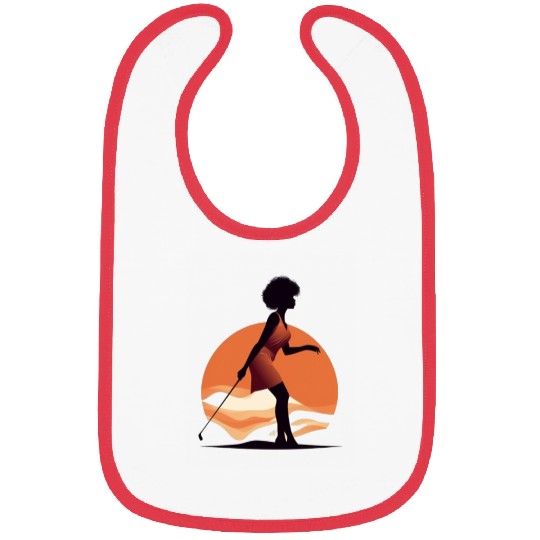 Golfer Girl Afro Woman Golf Player African Bibs