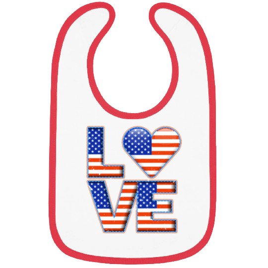LOVE America Patriotism USA Independence Day Bibs