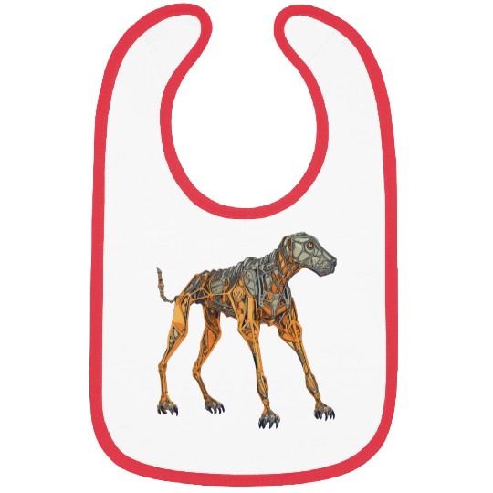 Doberman Cyborg Dog in Orange Bibs