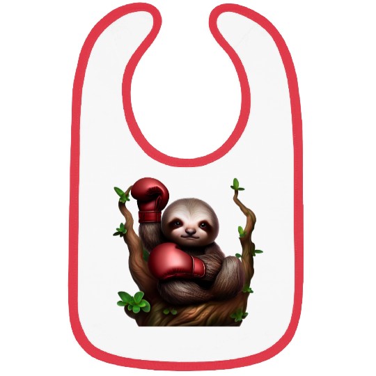 Boxing sloth on tree Bibs
