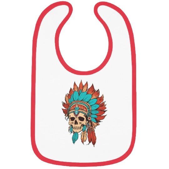 Native American skull with traditional costume wit Bibs