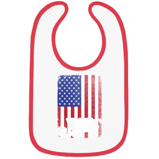 Combine Harvester American Flag Farmer Agriculture Bibs