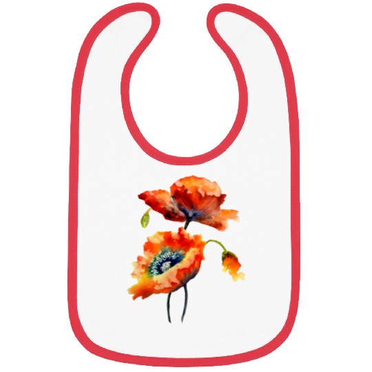 RED POPPIES Bibs, WATERCOLOR RED POPPIES TOP