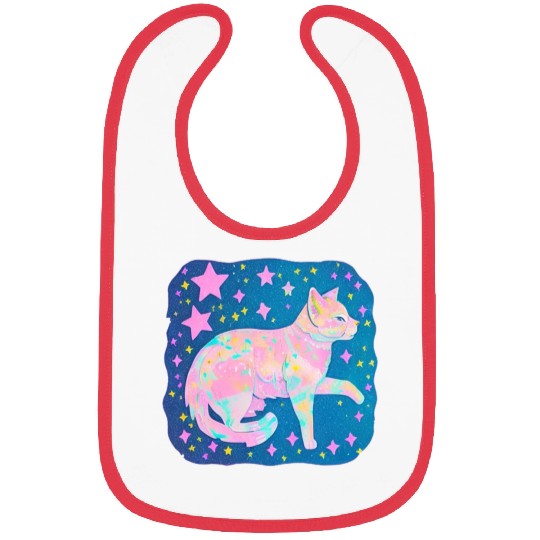 Neon Star Cat Bibs