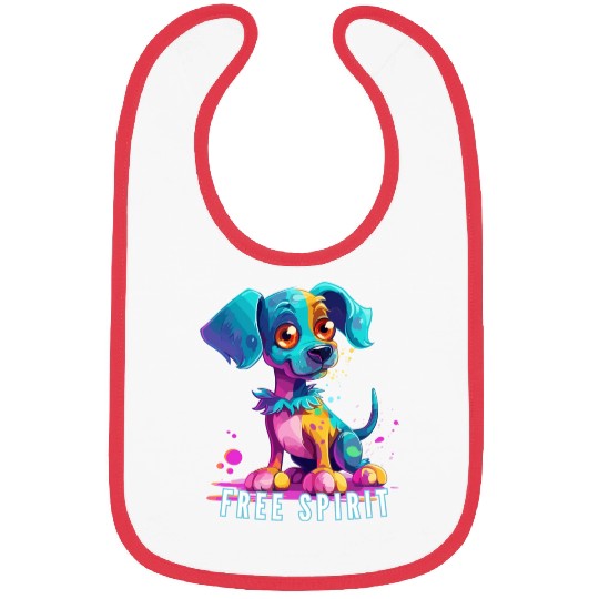 Free Spirit Bibs: Puppy Synthwave Graffiti Kids