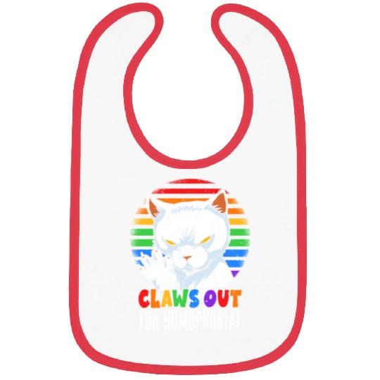 Claws Out for Homophobia Rainbow Angry LGBT Cat Bibs