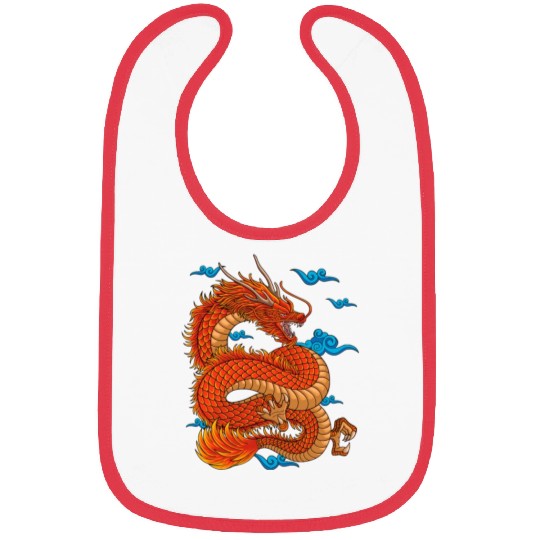 Angry japanese red dradon Bibs