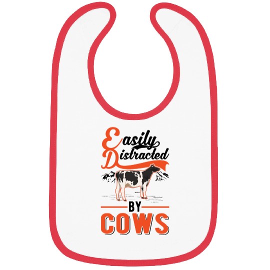 Easily Distracted By Cows Cow Cattle Breeder Bibs