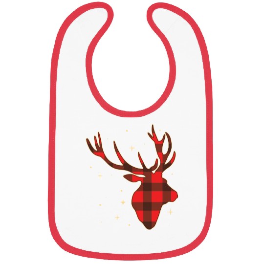 Classic Red Black Christmas Buffalo Deer Funny Fan Bibs