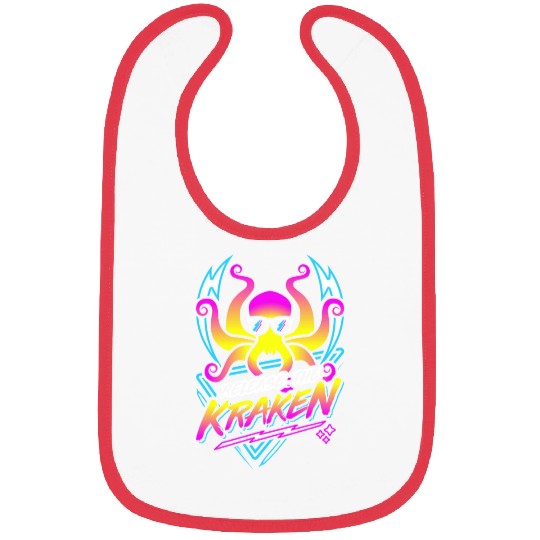 Release The Kraken Retro Neon Synthwave 80s 90s Bibs