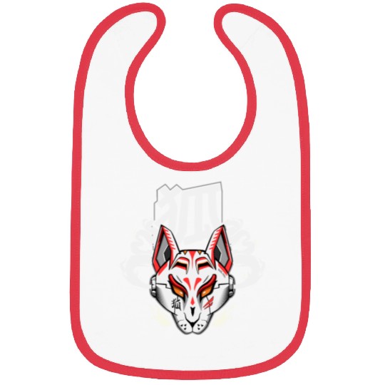 Kitsune mask Cyberpunk style Japanese spirit Bibs