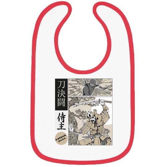 Katana Samurai Vs Ninja Warrior Comic Strip style Bibs