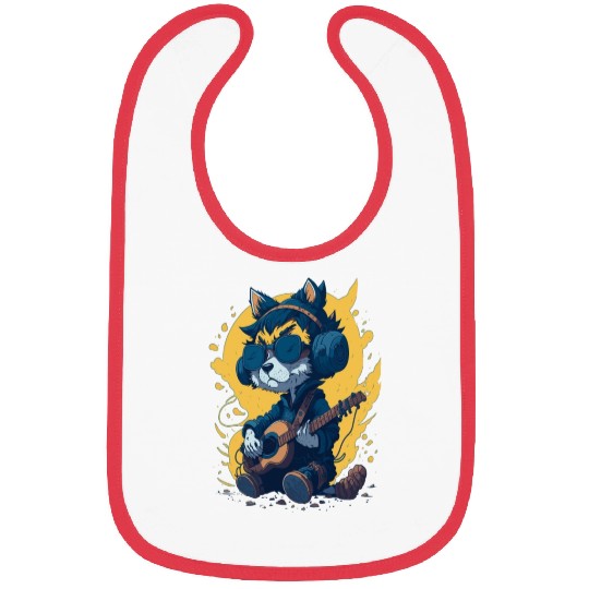 Baby Wolf With Sunglasses and Electric Guitar Bibs