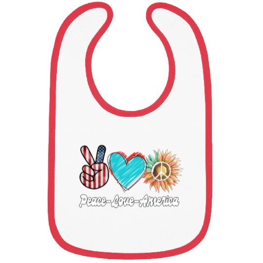 Peace Love America US Flag Fourth Womens JULY 4TH Bibs