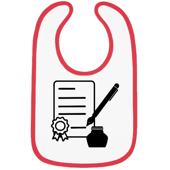 Contract with wax seal, ink pen, Bibs