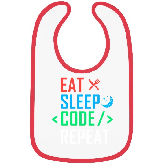 Eat Sleep Code Repeat Funny Programming Computer Bibs