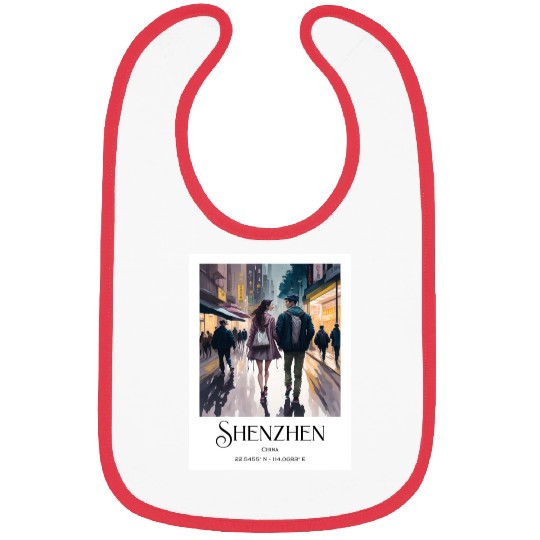 Loving couple walking in streets of Shenzhen China Bibs