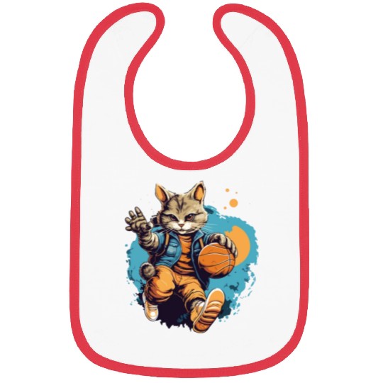 Basketball Cat Basketball Player I Love Basketball Bibs