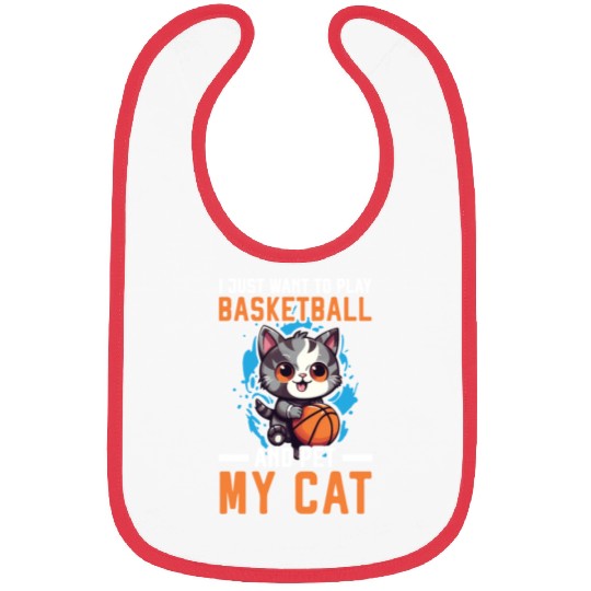 Basketball Cat Basketball Player I Love Basketball Bibs