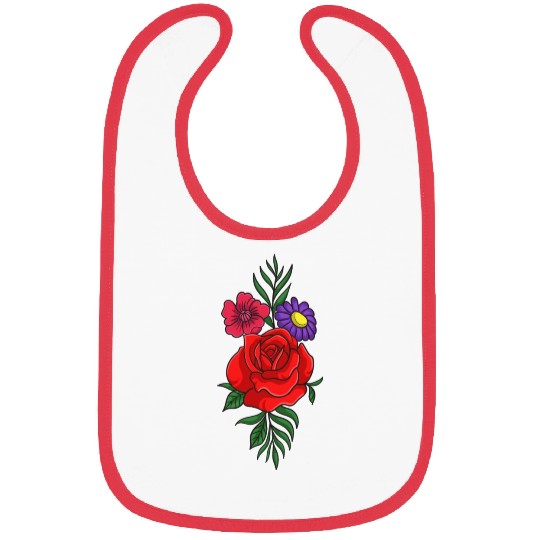Beautiful red rose with daisy flower Bibs