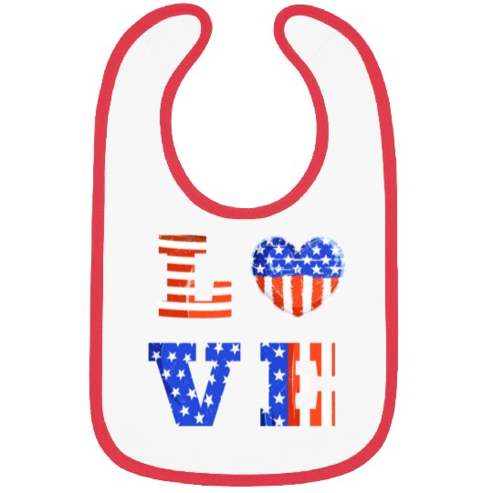 LOVE America Independence Day USA Patriots Bibs