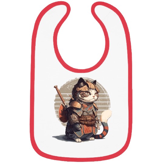 Samurai Cat Warrior Japanese Ninja Cat Kawaii Bibs