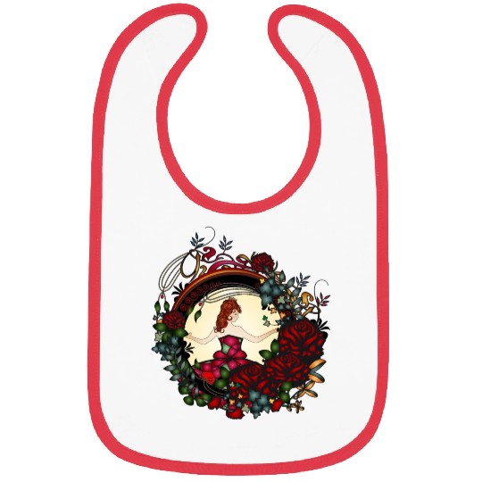 Art Nouveau princess in the rose garden Bibs