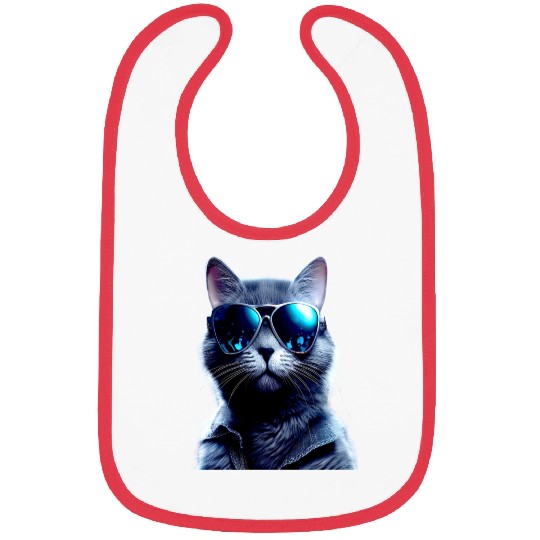 Cat With Sunglasses Cute Cat Mom Meow Paws Kitty Bibs