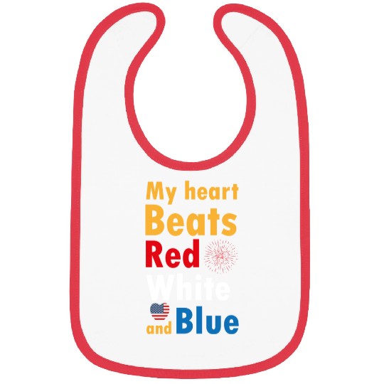 my heart beats red white and blue Bibs