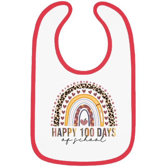 Happy 100Th Day Of School Leopard Rainbow Teacher Bibs