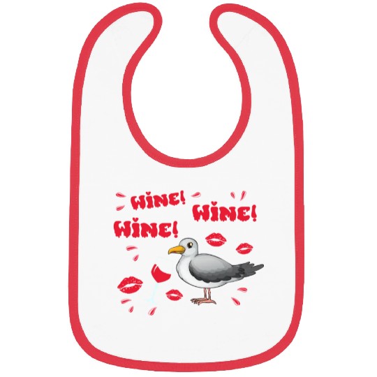 Wine Seagull Bird Lover Shorebird Seagulls Bibs