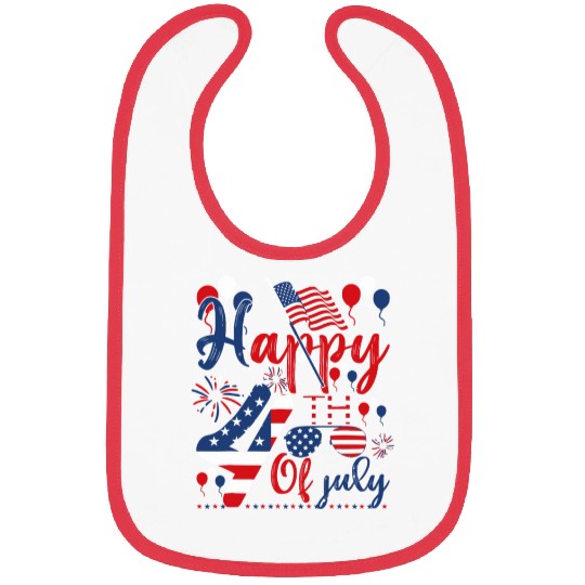 Happy Fourth Of July Patriotic American US Flag 4t Bibs