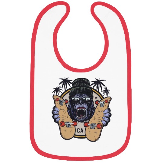 Skateboarding Monkey Bibs