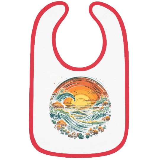 serene ocean sunset with large waves (7) Bibs