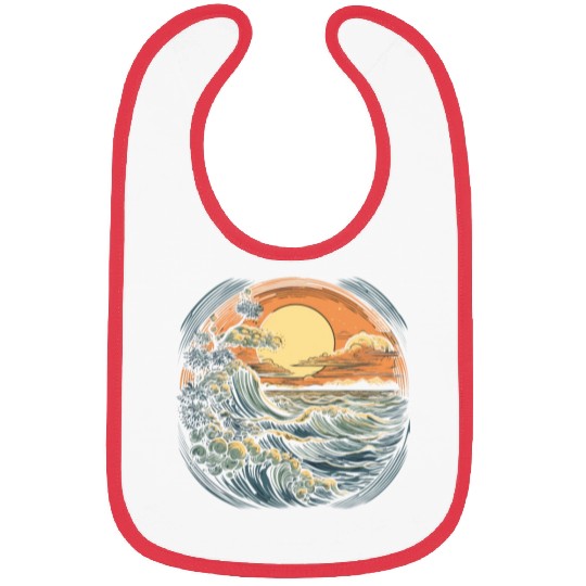 serene ocean sunset with large waves (4) Bibs