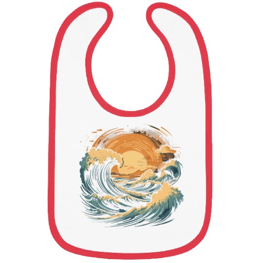 serene ocean sunset with large waves (6) Bibs