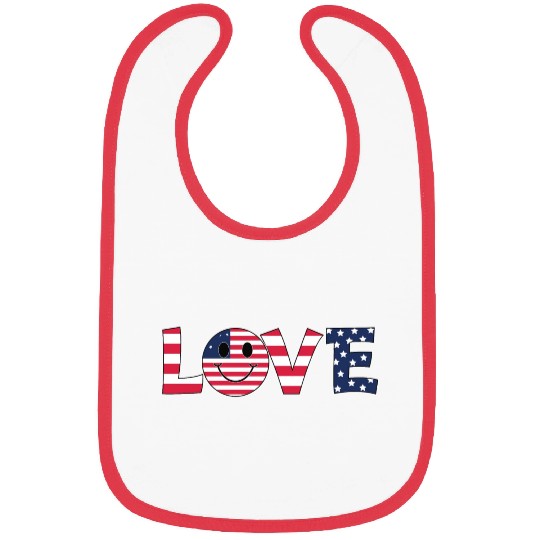 Love USA Flag Patriotic 4th of July America day Bibs