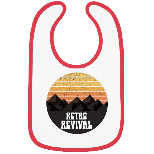 Retro revival camping mountains sunset Bibs