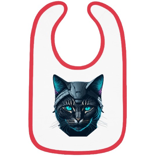 Cyberpunk neon cat Bibs