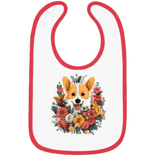 Corgi Flower Bouquet Bibs