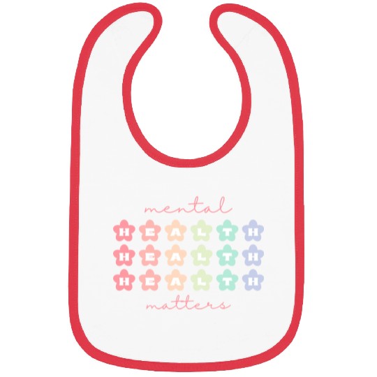 Mental Health Matters Retro Flowers Pastel Rainbow Bibs