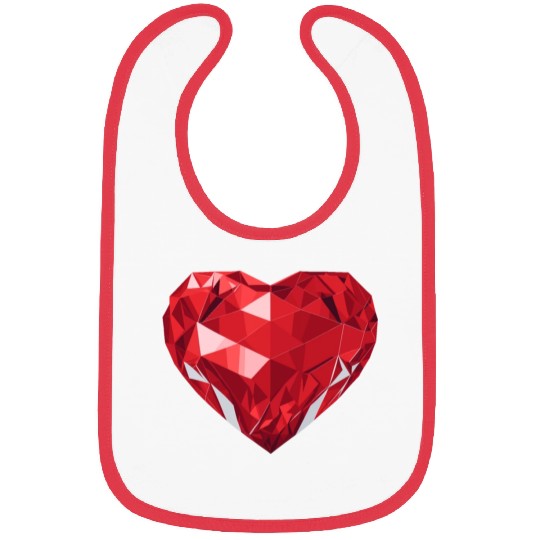 Shining red diamond heart Bibs
