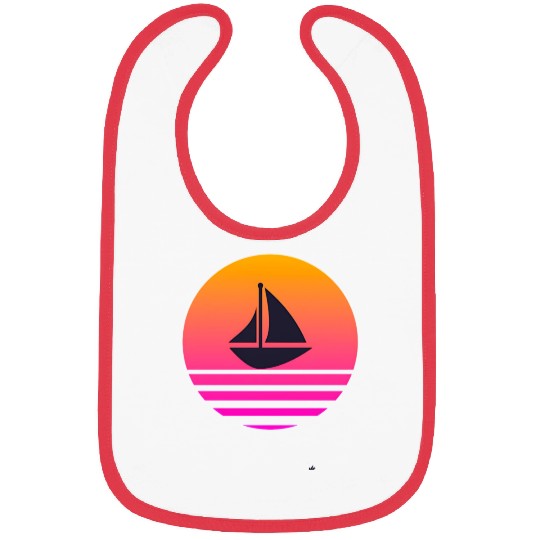 A boat with a retro sunset behind Bibs