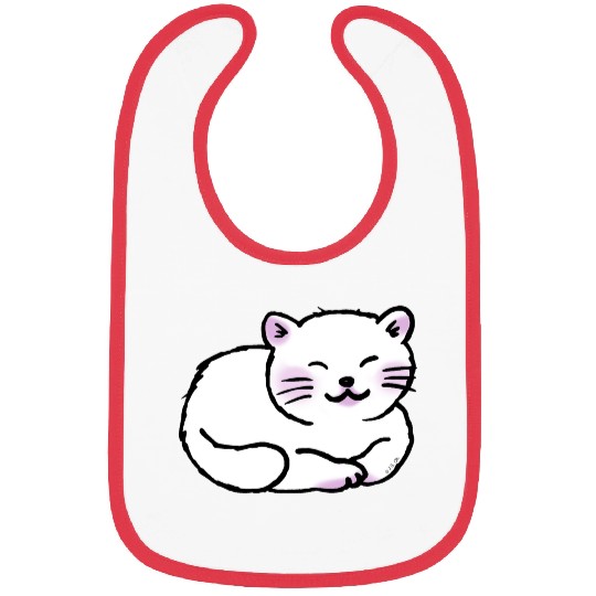 Sleepy White Cat Bibs