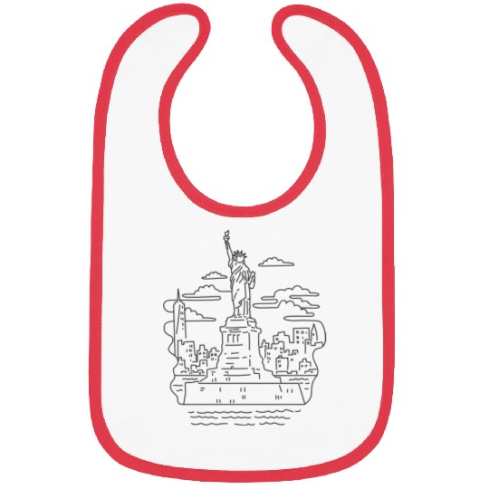 Statue of Liberty New York USA Mono Line Bibs