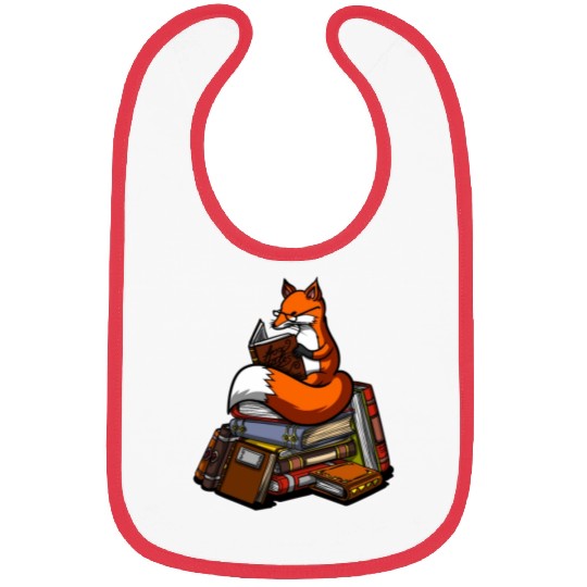 Fox Book Reading Librarian Animal Bibs