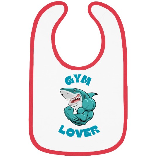 Blue Illustrated Shark Gym Lover Bibs