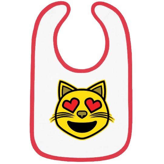 Heart Eyes Smiling Cat Face Funny Feline Lover Bibs